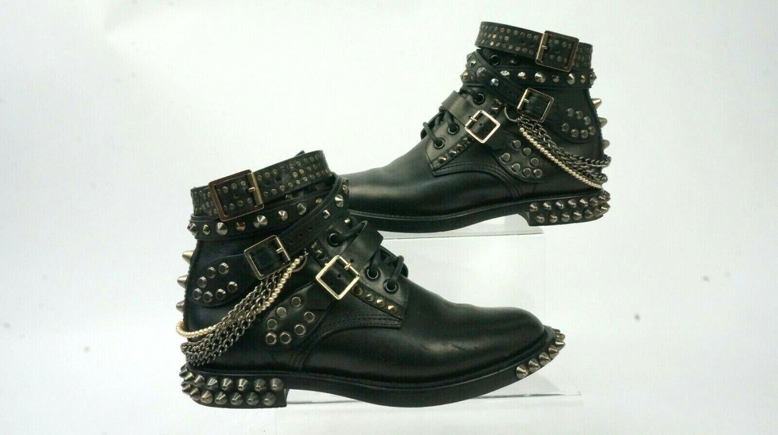 Yves Saint Laurent Leather Studded Biker Boots EU 36 UK 3 Yves Saint Laurent Leather Studded Biker Boots EU 36 UK 3