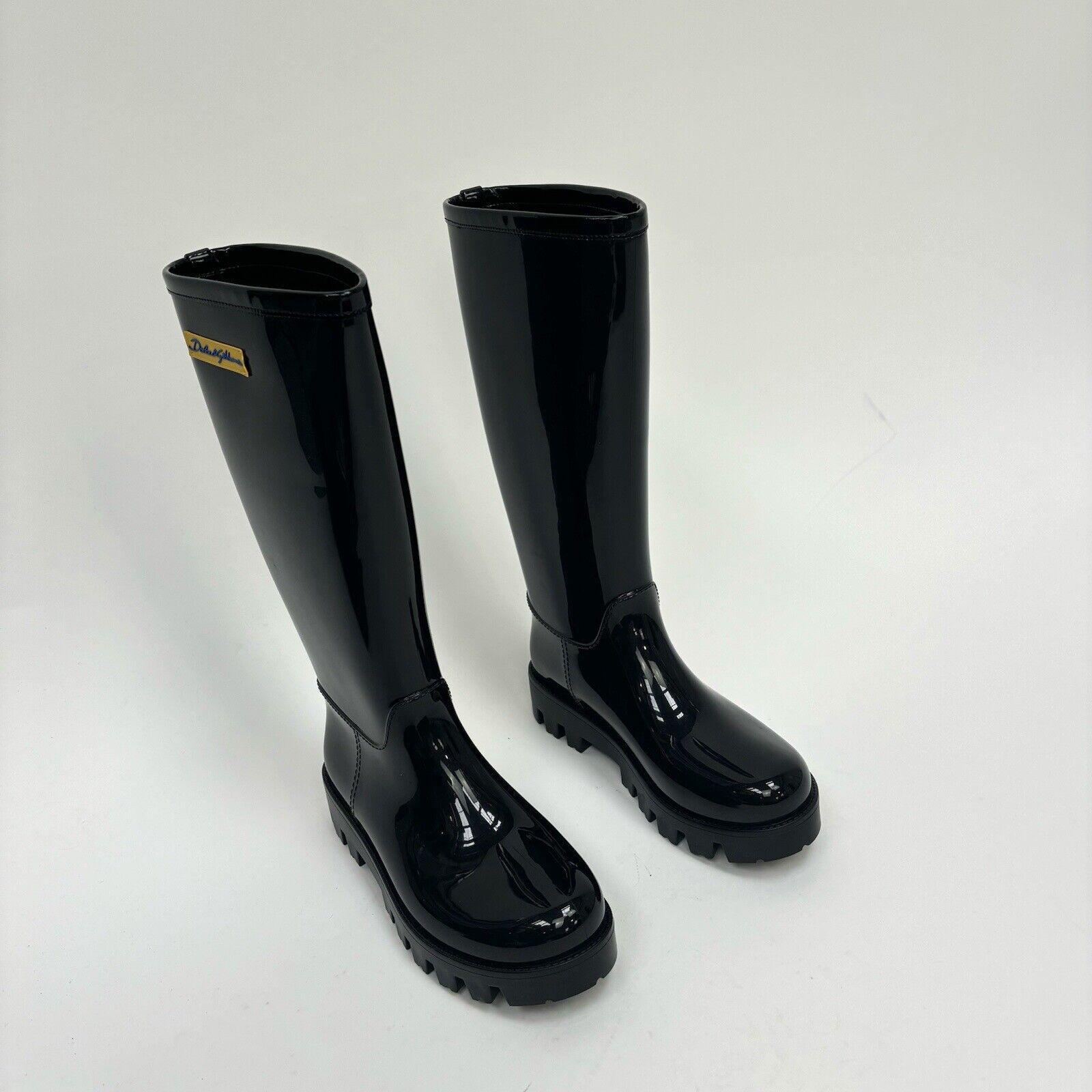 Womens Dolce Gabbana Black Rubber Rain Boots Wellies EU 35 UK 2 Hush Luxe
