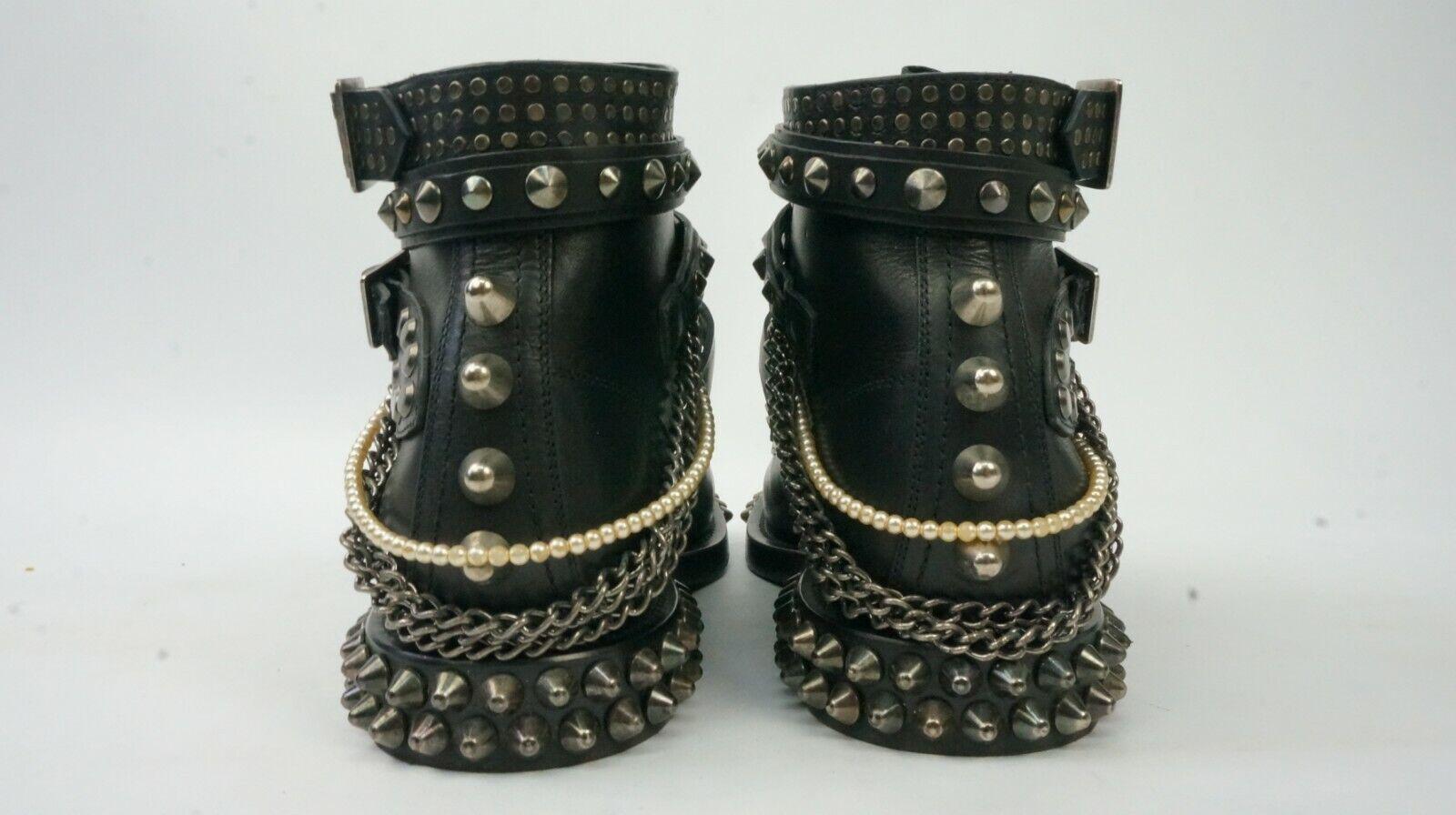 Yves Saint Laurent Leather Studded Biker Boots EU 36 UK 3 Hush Luxe